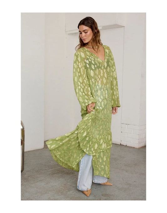 Young Ideas/Henmores - Harmony Gold Fleck Dress - Green - 8