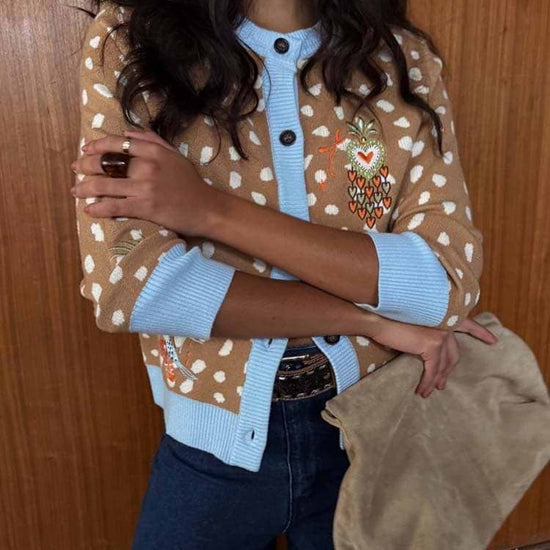 Young Ideas & Henmores - Hollie Deer Cardigan - Tan - XS