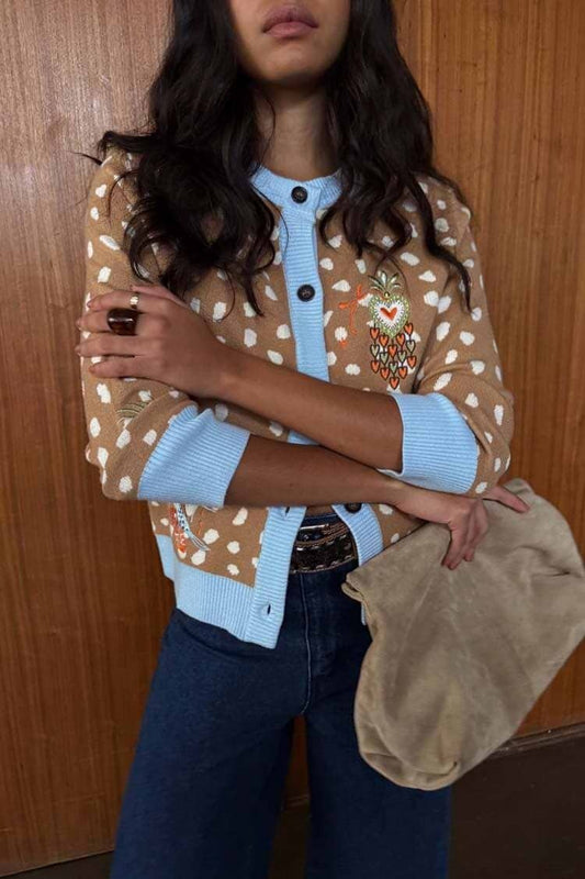 Young Ideas & Henmores - Hollie Deer Cardigan - Tan - XS