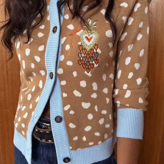 Young Ideas & Henmores - Hollie Deer Cardigan - Tan - XS