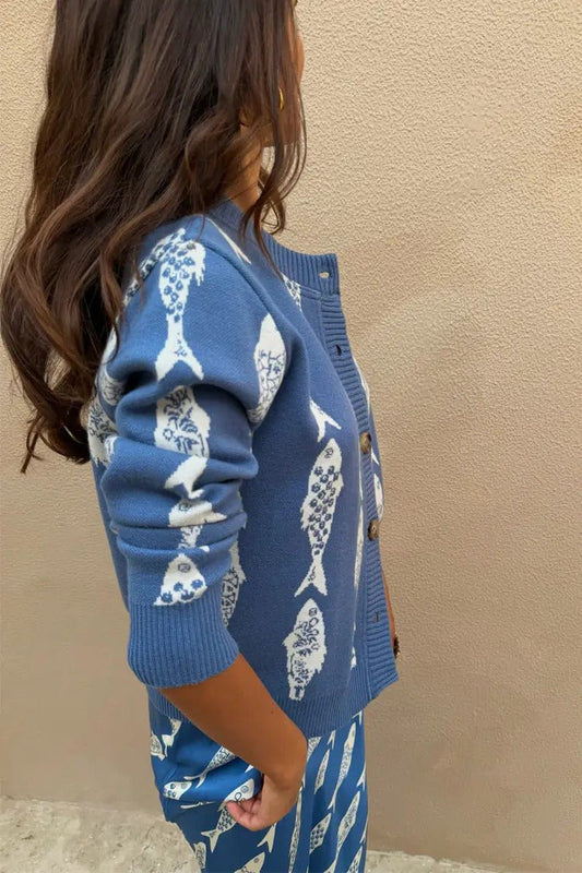 Young Ideas & Henmores - Hollie Marina Cardigan - Blue - XS