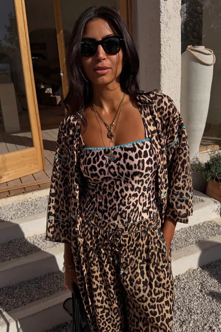 Young Ideas/Henmores - Leopard Whipstitch Bandeau Swimsuit - Leopard - 8