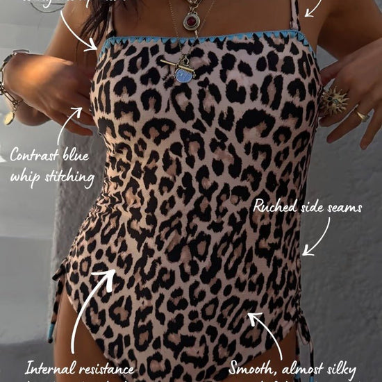 Young Ideas/Henmores - Leopard Whipstitch Bandeau Swimsuit - Leopard - 8