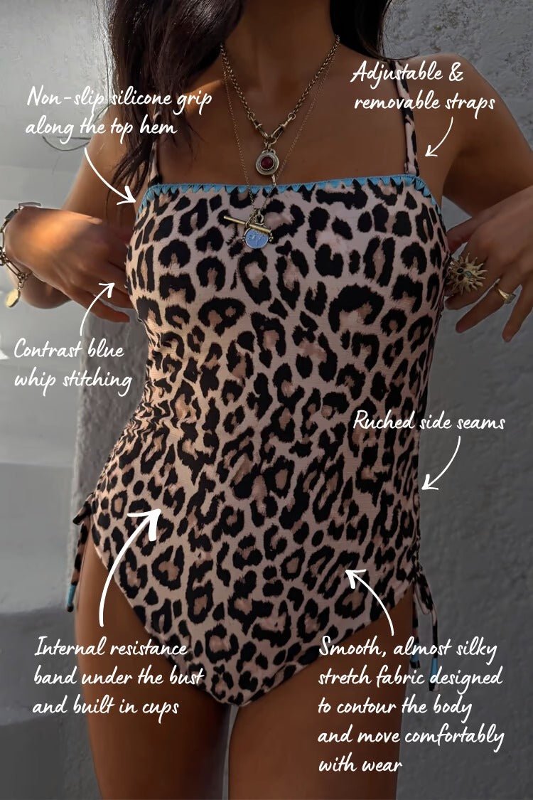 Young Ideas/Henmores - Leopard Whipstitch Bandeau Swimsuit - Leopard - 8