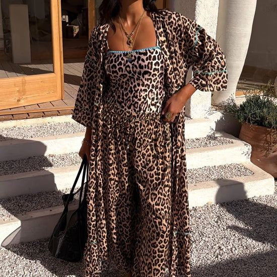 Young Ideas/Henmores - Leopard Whipstitch Kimono - Leopard - S