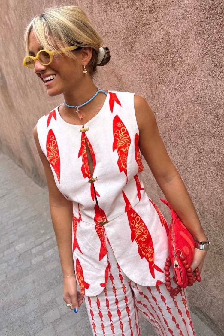 Young Ideas/Henmores - Marina Sol Waistcoat - White - 8