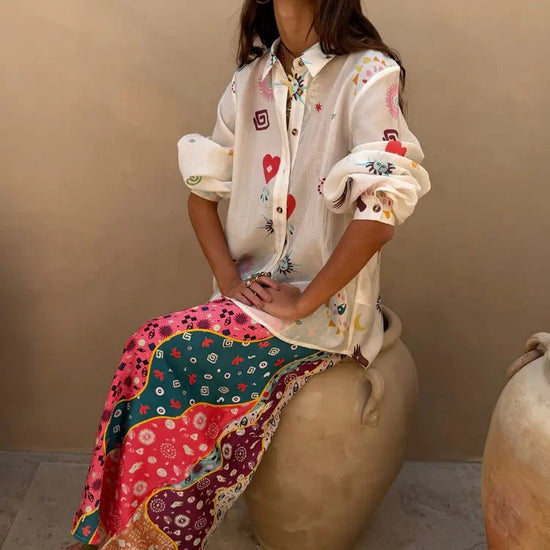 Young Ideas & Henmores - Marley Morocco Charms Shirt - Cream Multi - 6