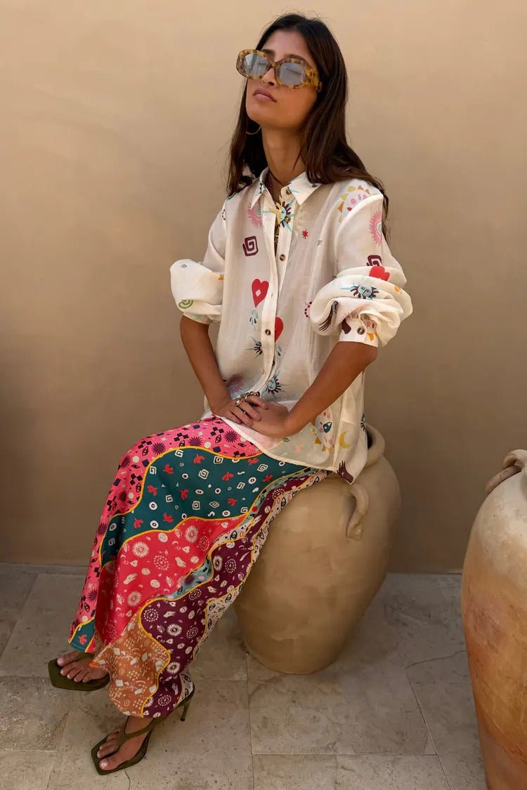 Young Ideas & Henmores - Marley Morocco Charms Shirt - Cream Multi - 6