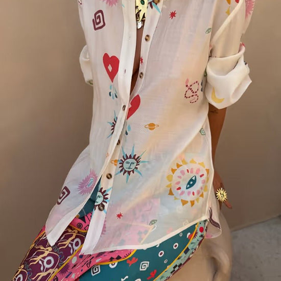Young Ideas & Henmores - Marley Morocco Charms Shirt - Cream Multi - 6