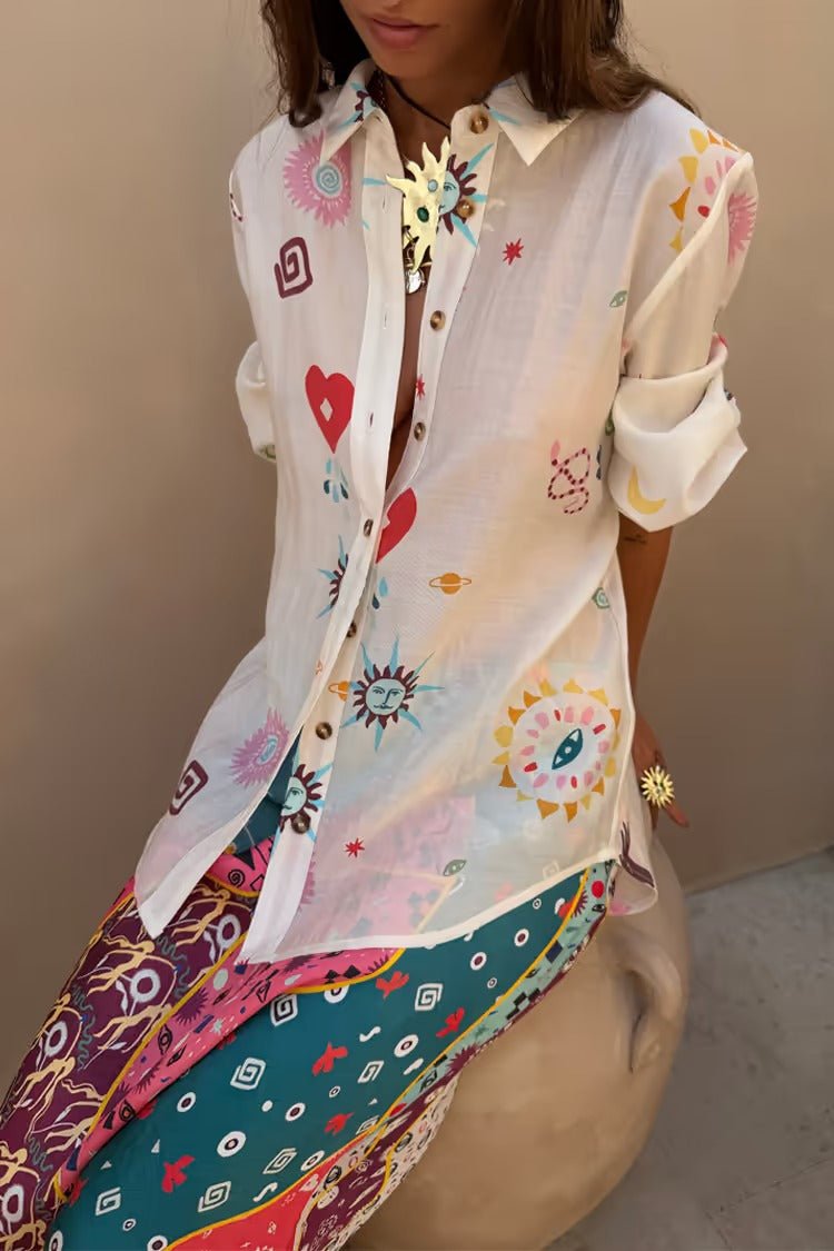 Young Ideas & Henmores - Marley Morocco Charms Shirt - Cream Multi - 6