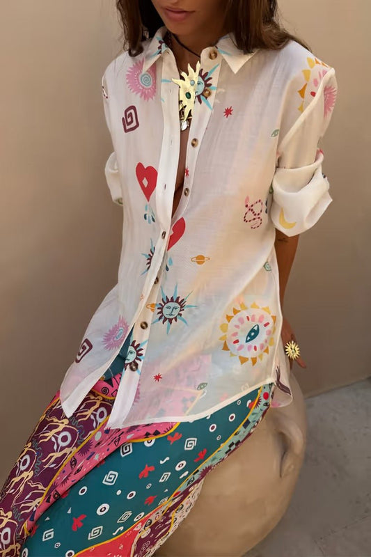 Young Ideas & Henmores - Marley Morocco Charms Shirt - Cream Multi - 6
