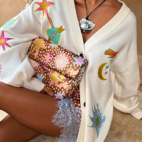 Young Ideas & Henmores - Martha Dreamer Cardigan - Cream Multi - XS