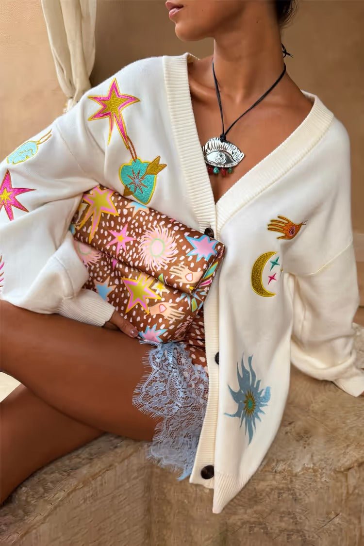 Young Ideas & Henmores - Martha Dreamer Cardigan - Cream Multi - XS