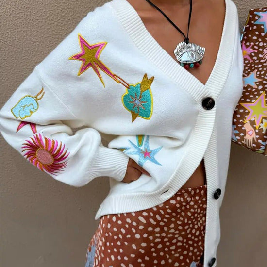Young Ideas & Henmores - Martha Dreamer Cardigan - Cream Multi - XS