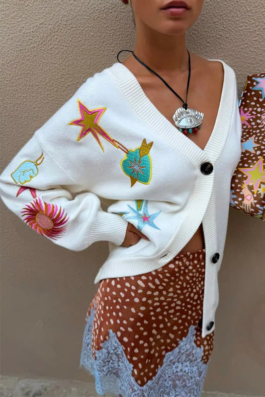 Young Ideas & Henmores - Martha Dreamer Cardigan - Cream Multi - XS