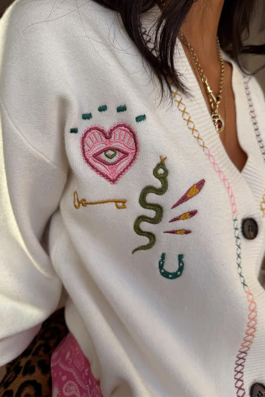 Young Ideas/Henmores - Martha Western Cardigan - Cream - XS