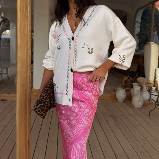 Young Ideas/Henmores - Martha Western Cardigan - Cream - XS