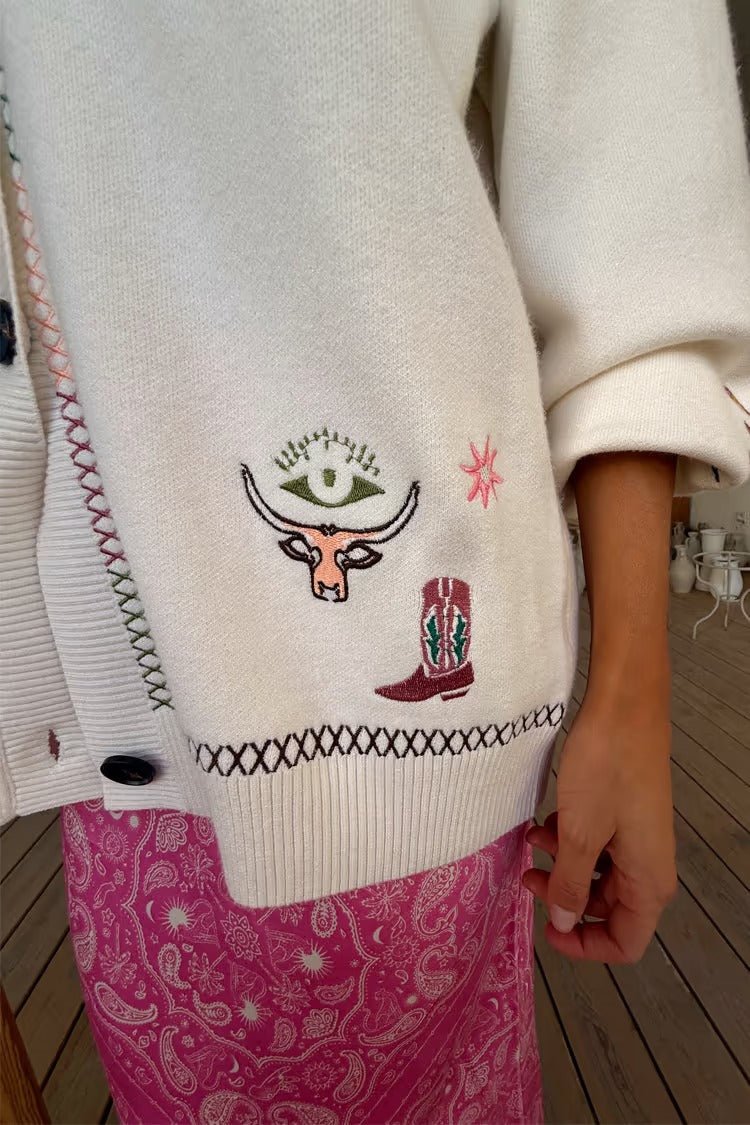 Young Ideas/Henmores - Martha Western Cardigan - Cream - XS