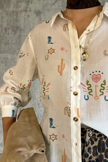 Young Ideas/Henmores - Miley Western Icon Shirt - Cream - 6