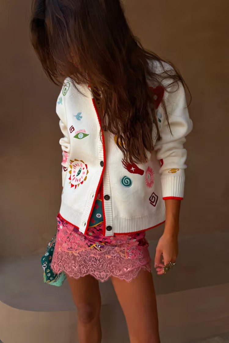 Young Ideas & Henmores - Morocco Charms Cardigan - Cream Multi - XS