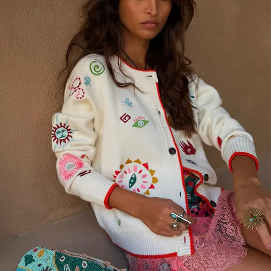 Young Ideas & Henmores - Morocco Charms Cardigan - Cream Multi - XS