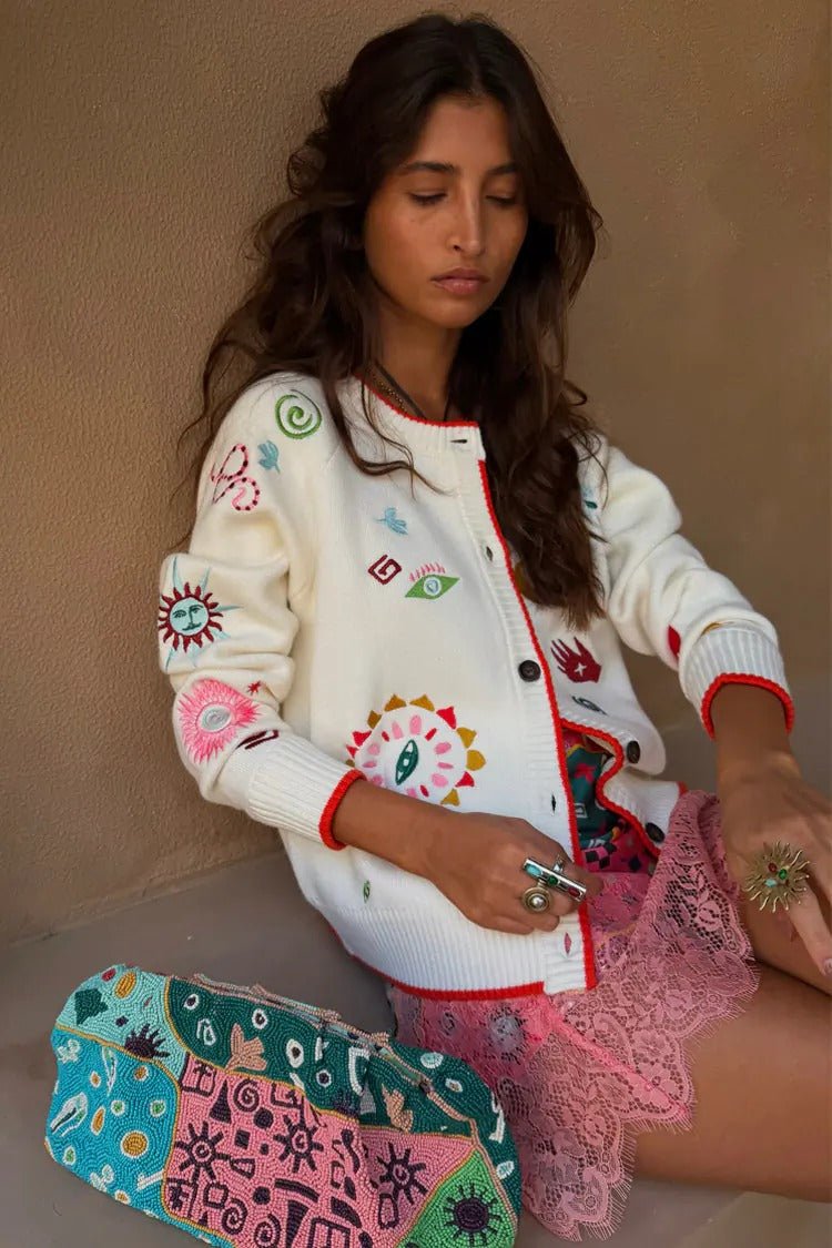 Young Ideas & Henmores - Morocco Charms Cardigan - Cream Multi - XS