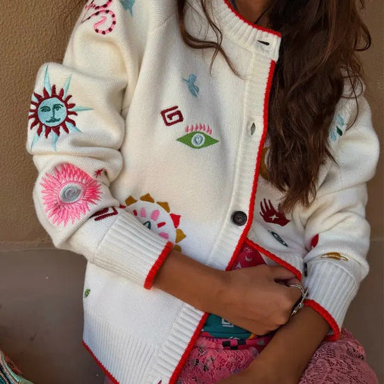 Young Ideas & Henmores - Morocco Charms Cardigan - Cream Multi - XS