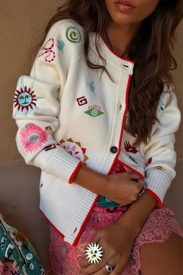 Young Ideas & Henmores - Morocco Charms Cardigan - Cream Multi - XS