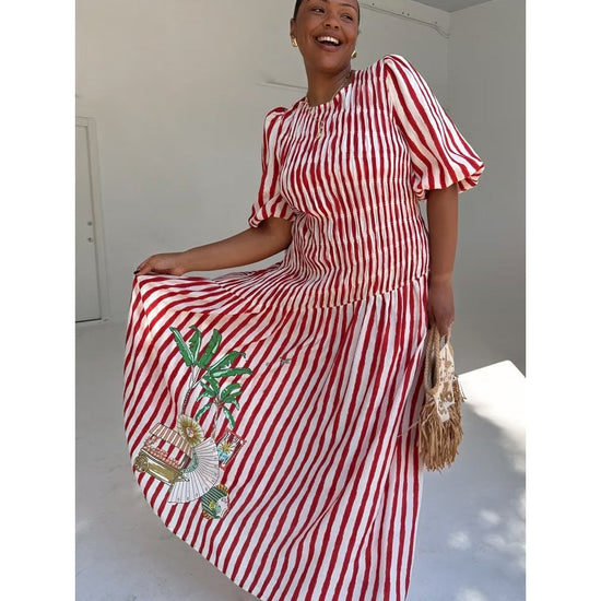 Young Ideas/Henmores - Nara Stripe Dress - red - 8