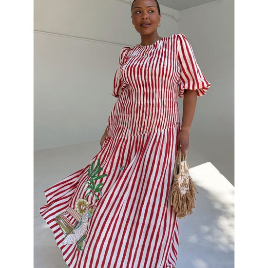 Young Ideas/Henmores - Nara Stripe Dress - red - 8