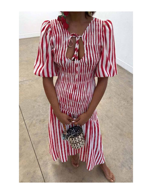 Young Ideas/Henmores - Nara Stripe Dress - red - 8