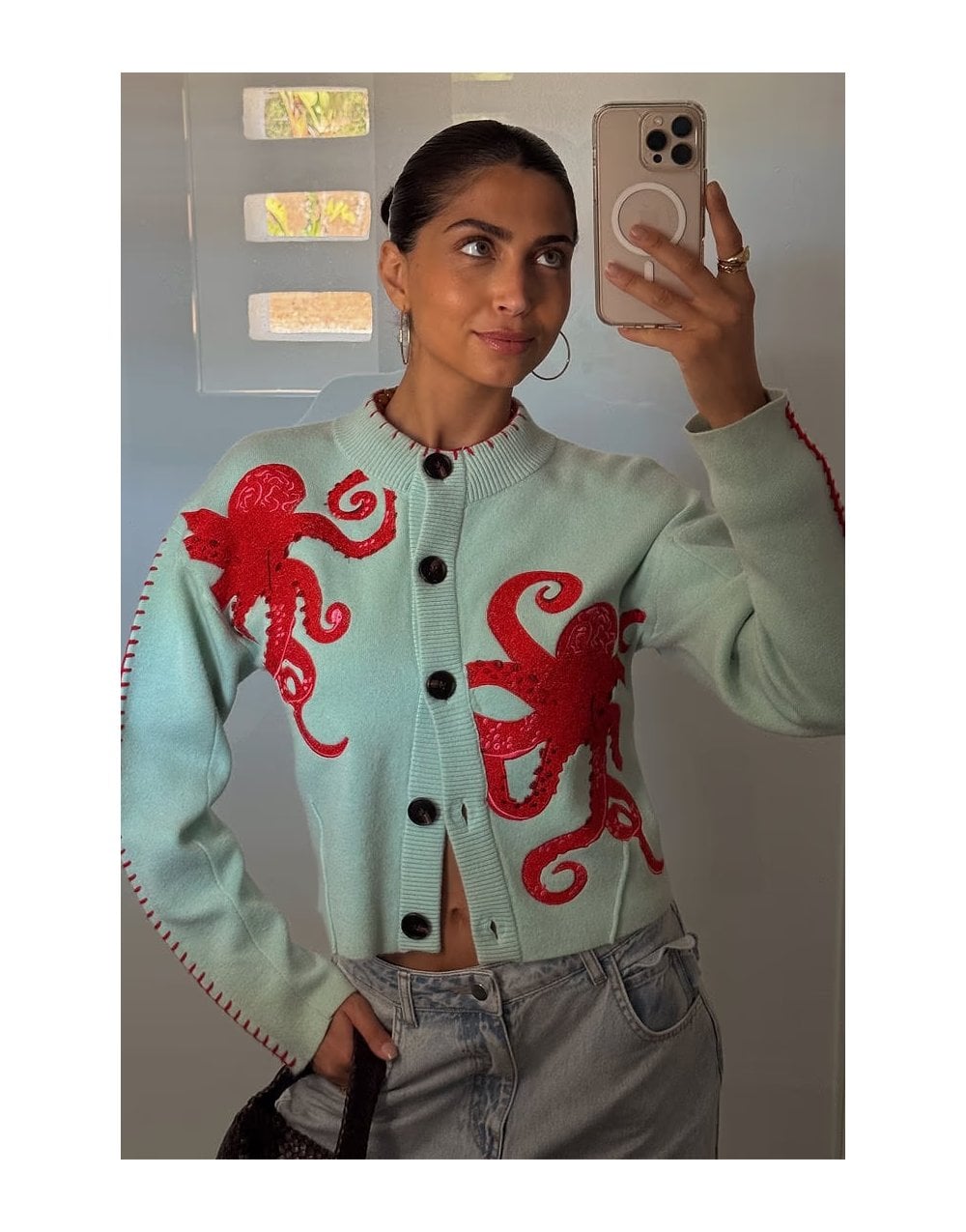 Young Ideas/Henmores - Octopus Cardigan - Light Blue - S