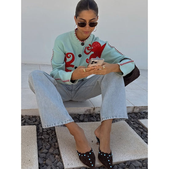 Young Ideas/Henmores - Octopus Cardigan - Light Blue - S