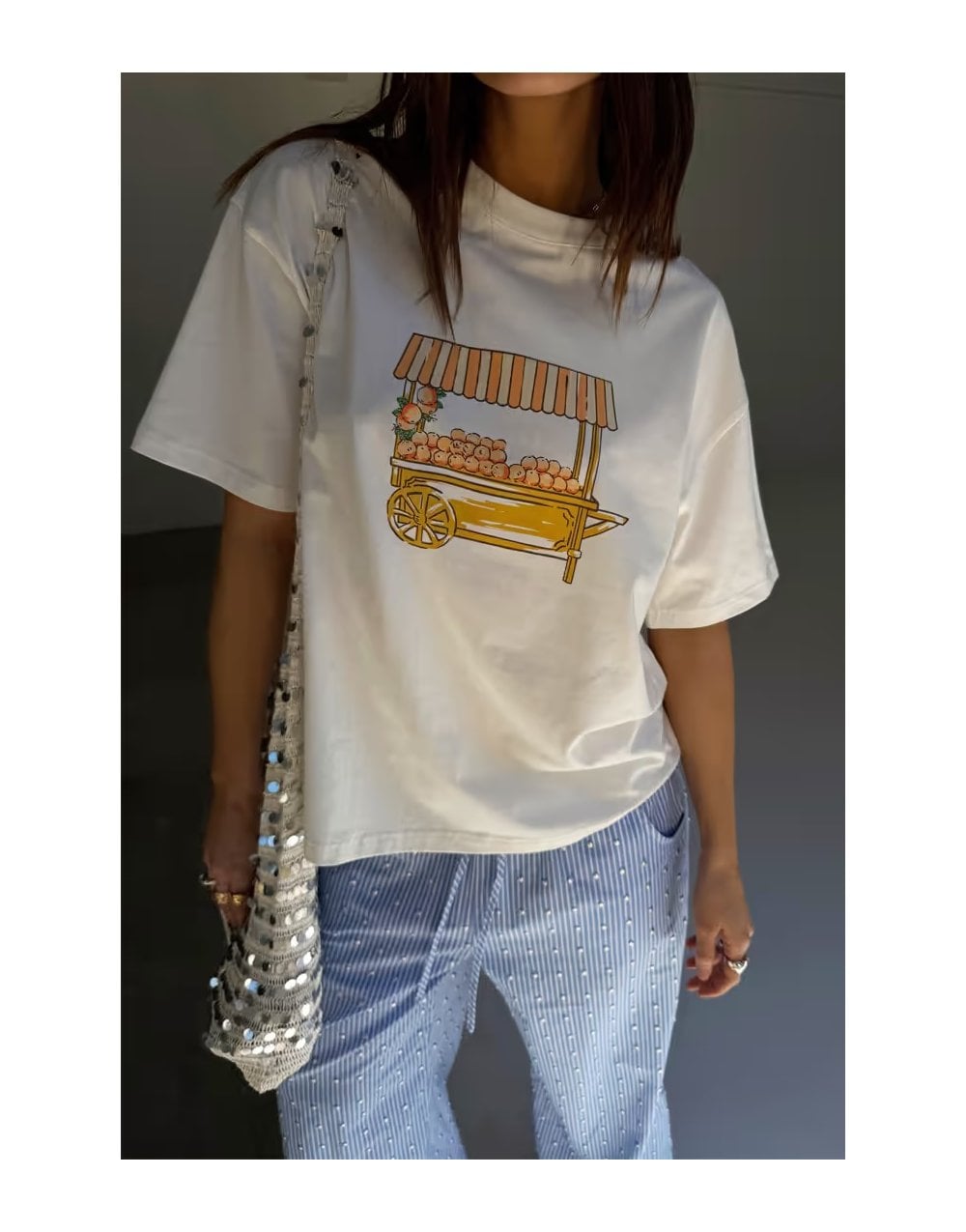 Young Ideas/Henmores - Orange Cart T-Shirt - White - XS