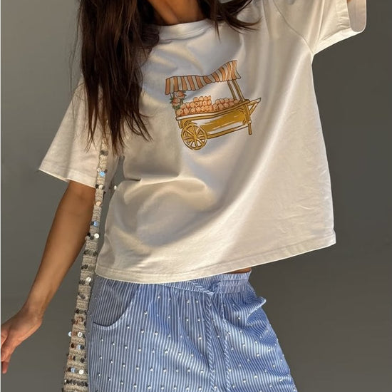 Young Ideas/Henmores - Orange Cart T-Shirt - White - XS