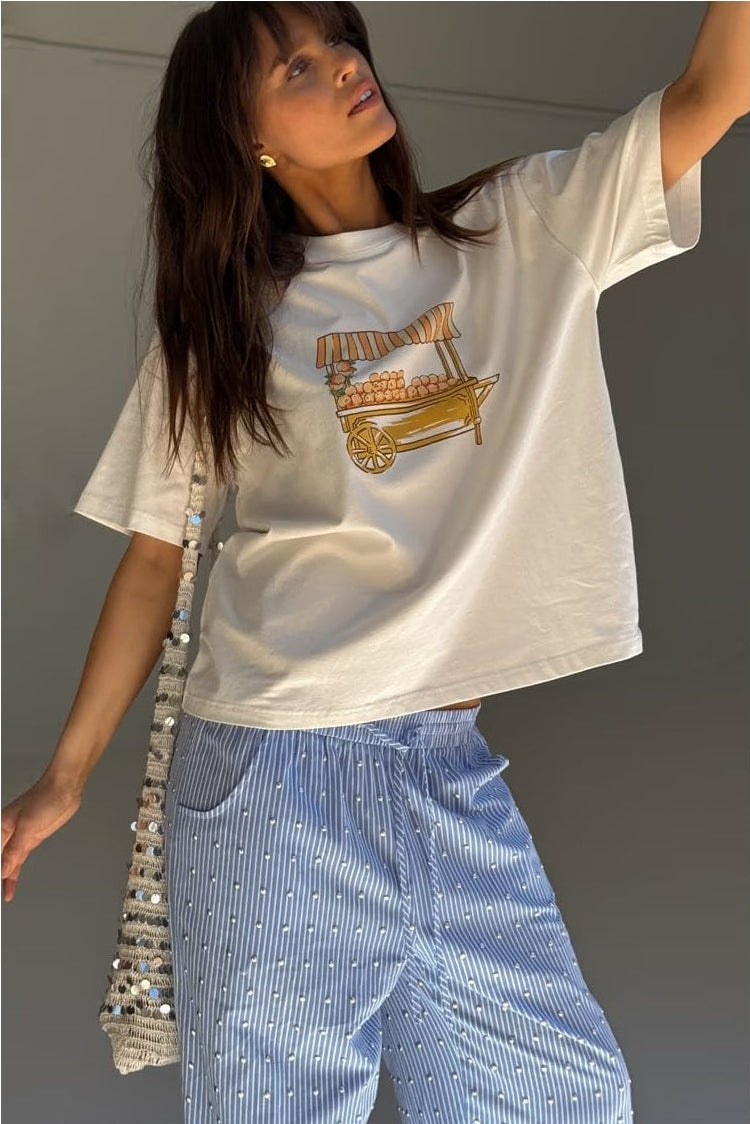 Young Ideas/Henmores - Orange Cart T-Shirt - White - XS