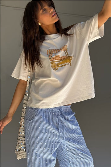 Young Ideas/Henmores - Orange Cart T-Shirt - White - XS