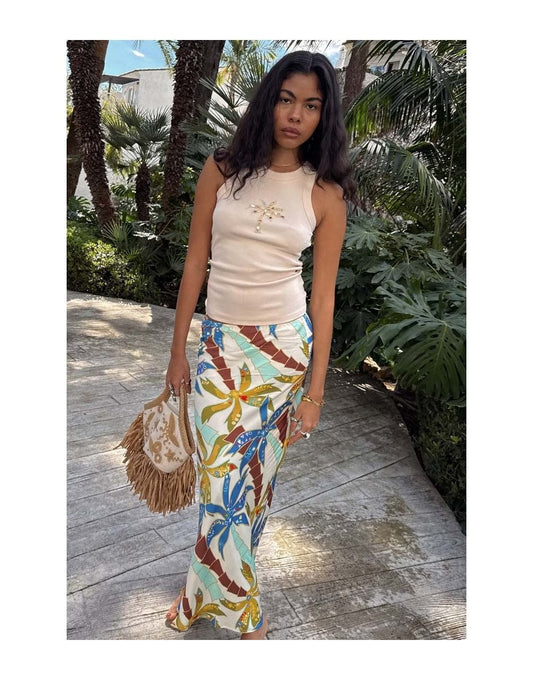 Young Ideas/Henmores - Palm Dorris Skirt - Blue - 8