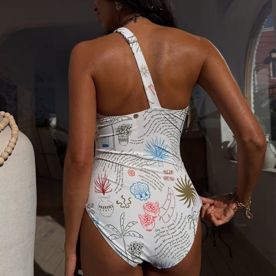 Young Ideas/Henmores - Palma One Shoulder Swimsuit - Cream - 8