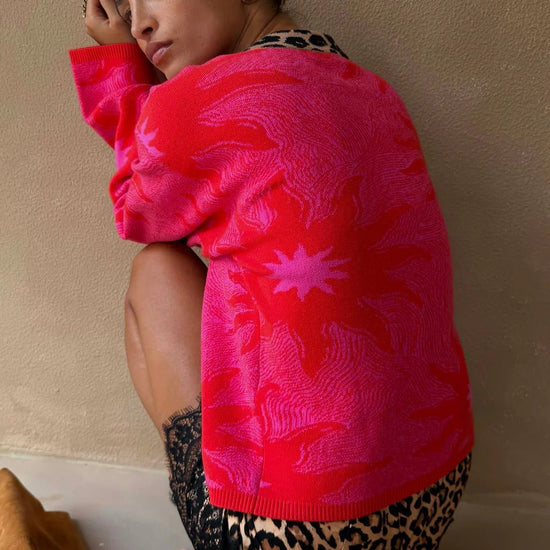 Young Ideas & Henmores - Soleil Leopard Cardigan - Red - XS