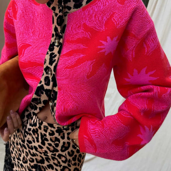 Young Ideas & Henmores - Soleil Leopard Cardigan - Red - XS
