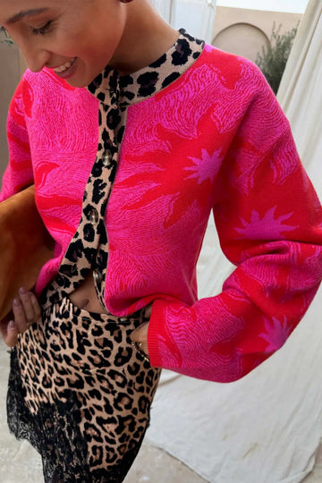 Young Ideas & Henmores - Soleil Leopard Cardigan - Red - XS