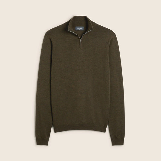Young Ideas & Henmores -Ardmore 1/4 Zip Jumper -Khaki -M