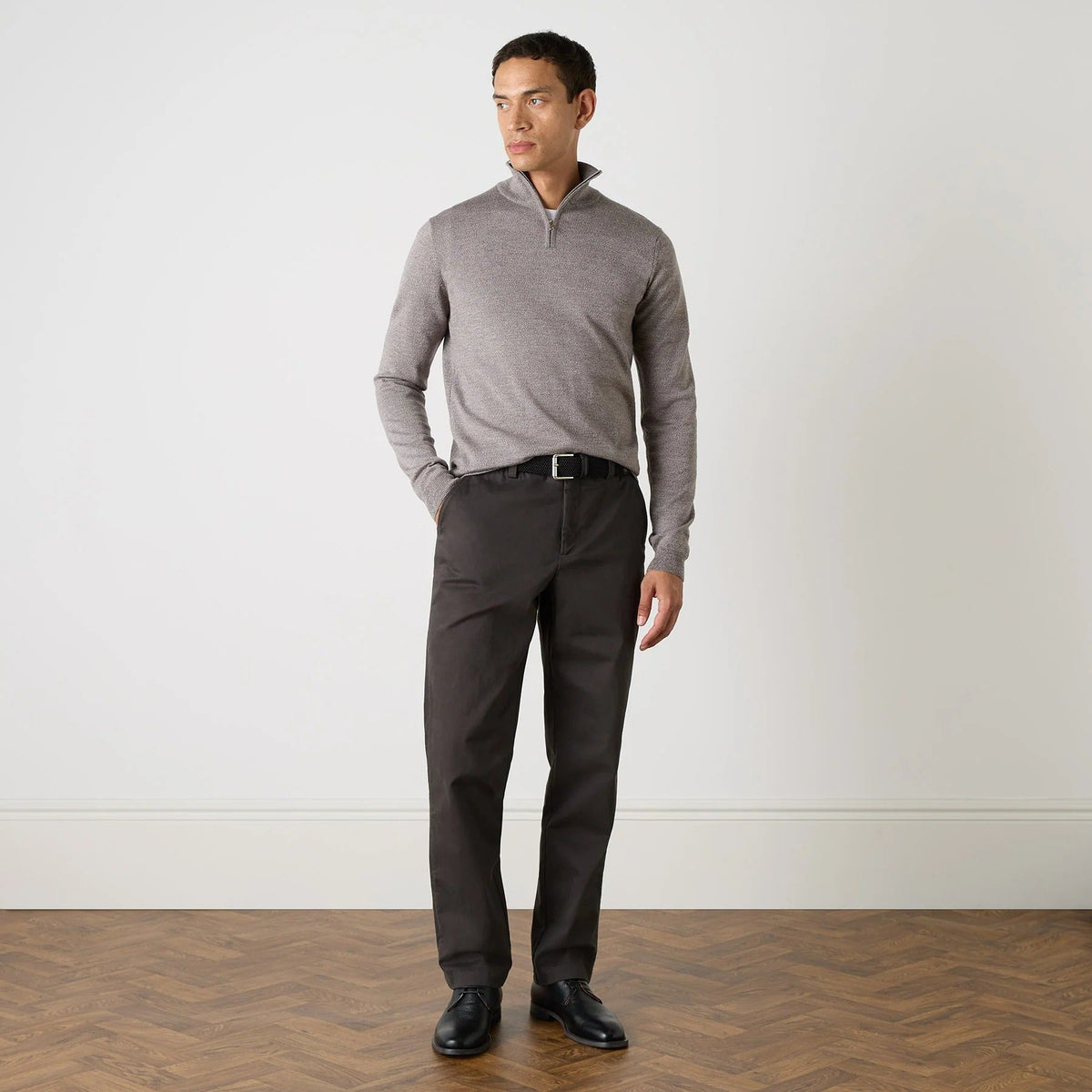 Young Ideas & Henmores -Ardmore 1/4 Zip Jumper -Brown -M