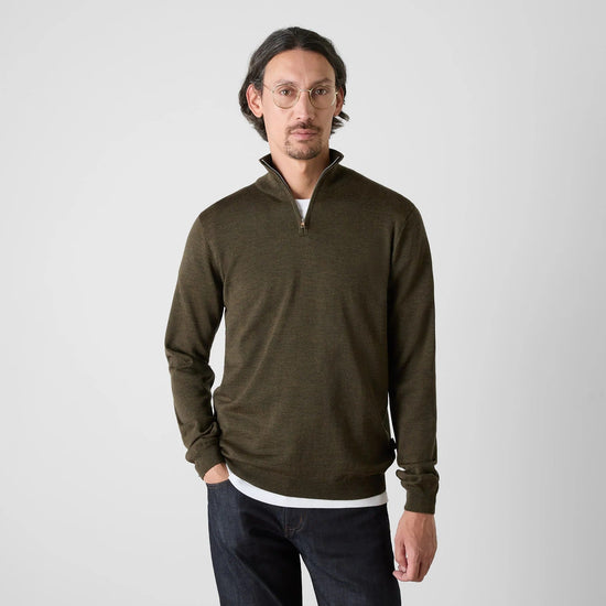Young Ideas & Henmores -Ardmore 1/4 Zip Jumper -Khaki -M