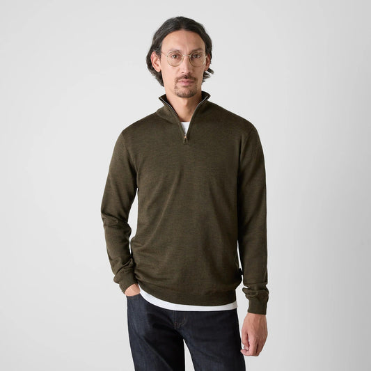 Young Ideas & Henmores -Ardmore 1/4 Zip Jumper -Khaki -M