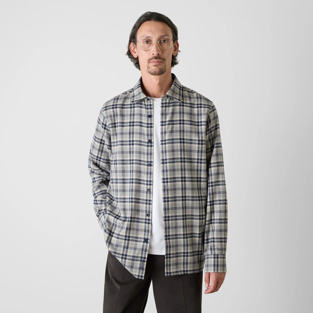 Young Ideas & Henmores -Barnham Check Shirt -Navy -M
