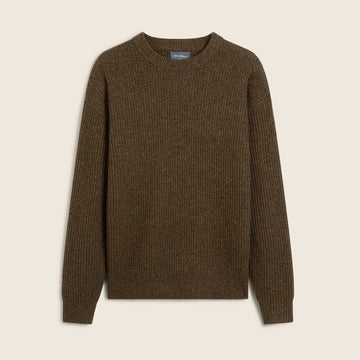 Young Ideas & Henmores -Belcarra Yak Wool Blend Crew Neck Jumper -Brown -M