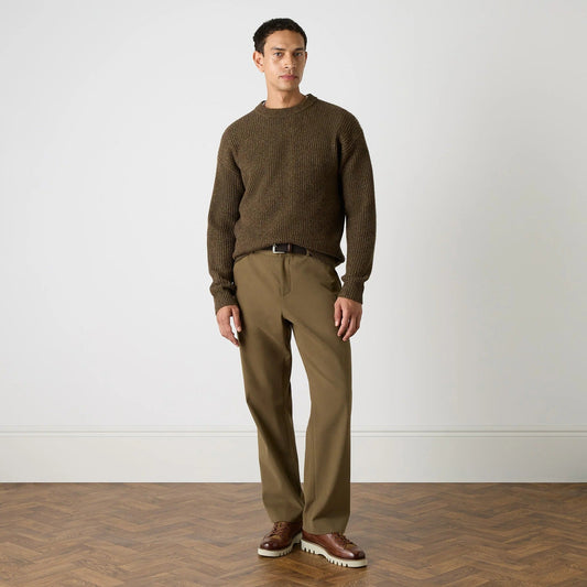 Young Ideas & Henmores -Belcarra Yak Wool Blend Crew Neck Jumper -Brown -M