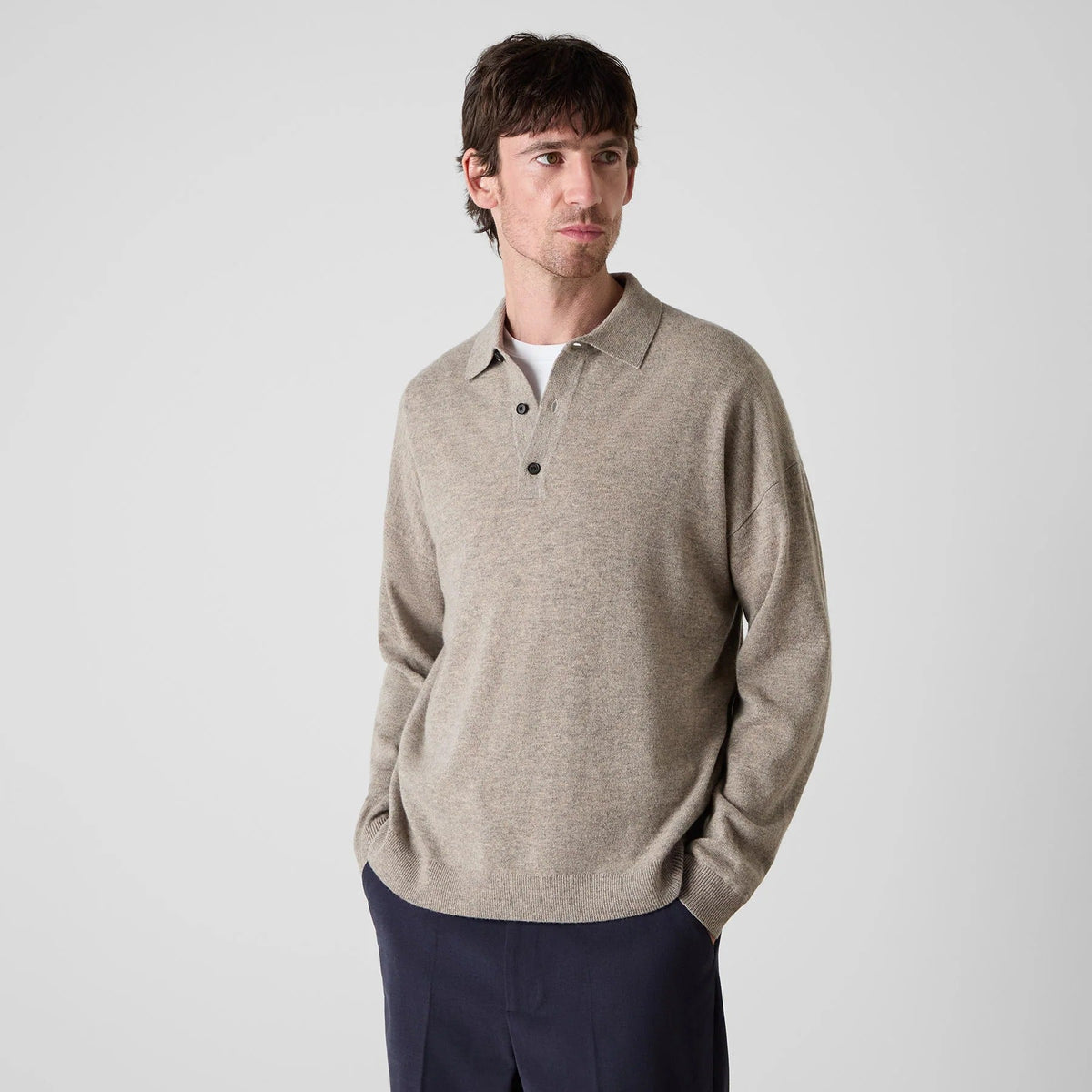 Young Ideas & Henmores -Blaney 1/4 Button Jumper -Wheat -M